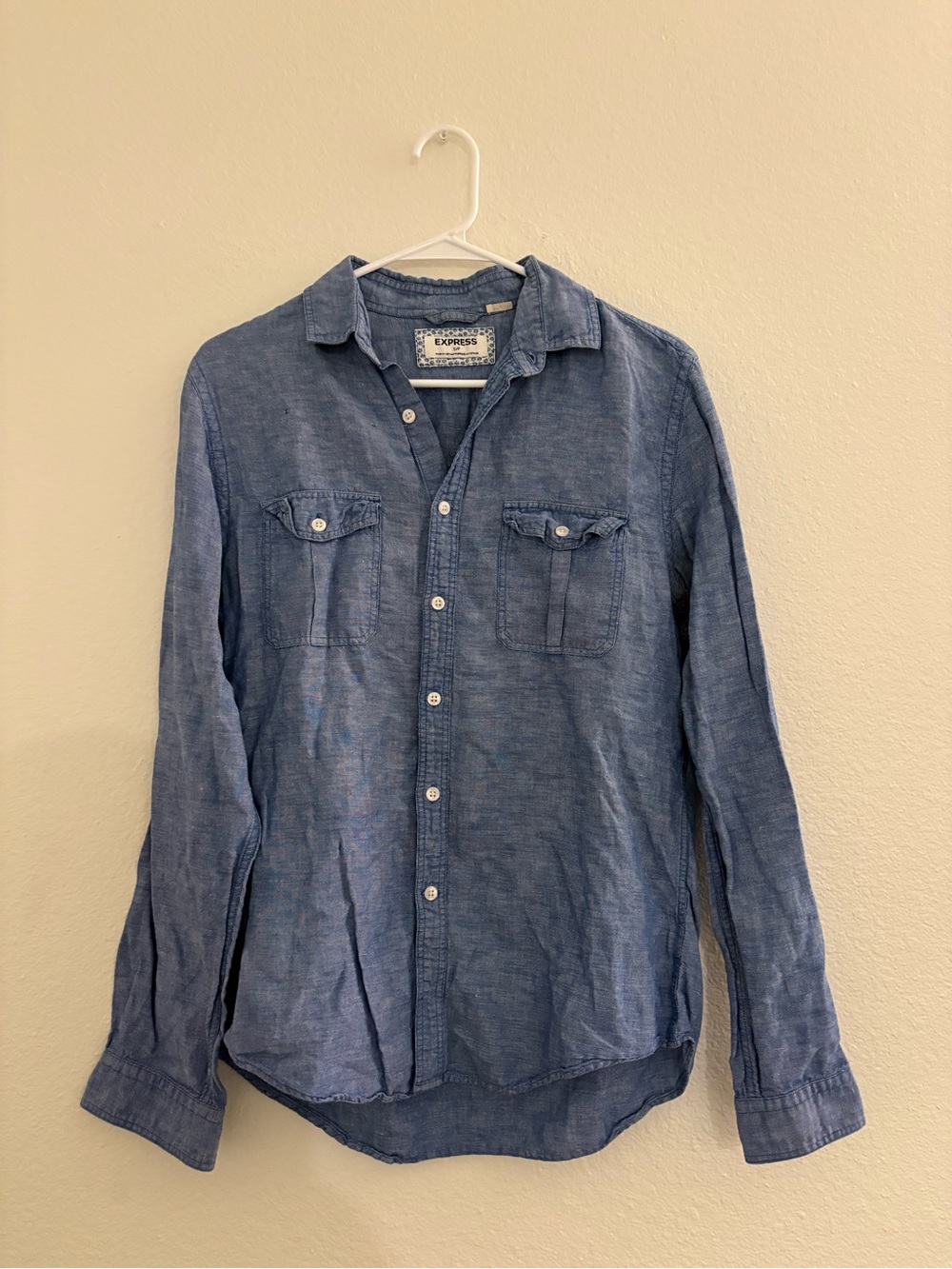 Express Chambray Button Down Blue Size Small